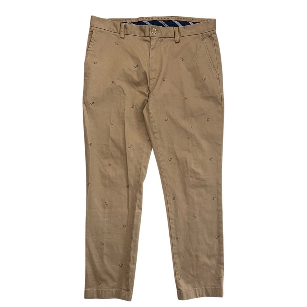 Brooks Brothers‎ Red Fleece Mens Paper Airplane Novelty Print Chino Khaki 35x30